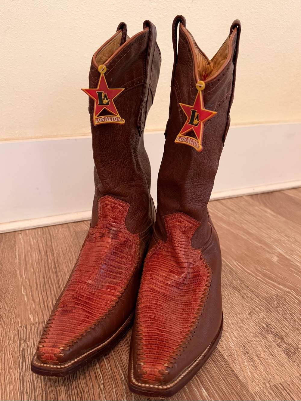 Los Altos Boots Genuine Lizard Teju Men’s Cowboy Boot Western 8.5 Pointed Square